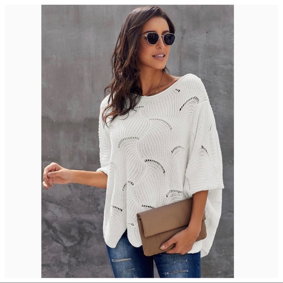 RHONDA- Dolman Scalloped Texture Sweater - Picture 2 of 9